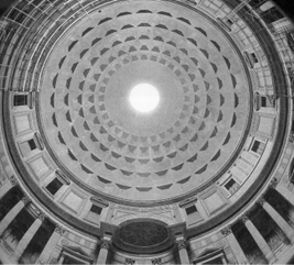Coupole du Panthéon à Rome avec l’opeion à la clé, 128 d.C